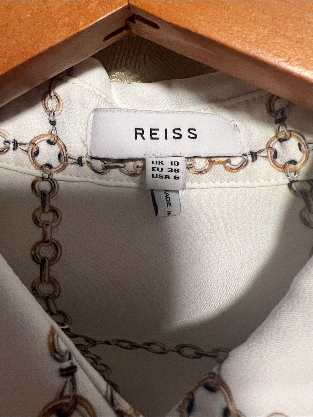 Reiss White Chain-Print Button-Up Blouse - Picture 4 of 4